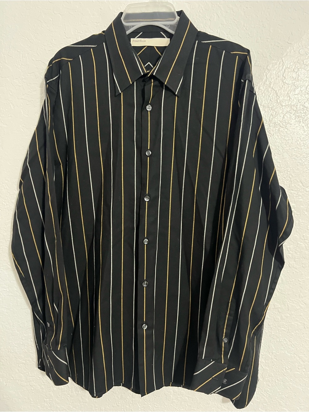 Perry Ellis Men's Dress Shirt Sz XL Long Sleeves Striped  100% Cotton # 774